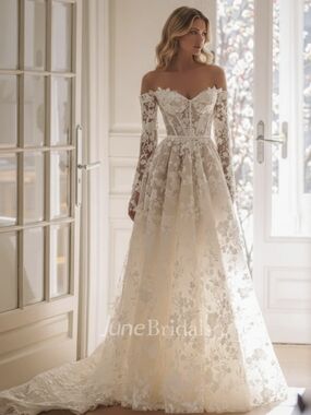 Off-the-Shoulder Lace A-Line Wedding Dress